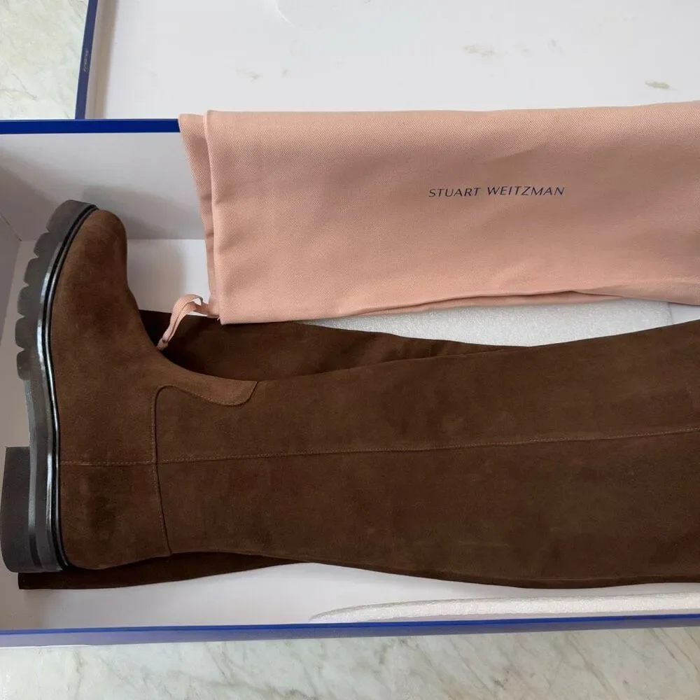 Stuart Weitzman Women's Brown Chicago Lug Suede Over-the-knee Boot size 7.5 NWB